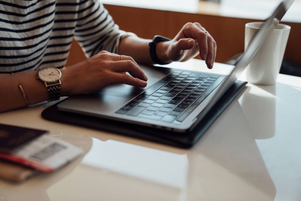 Person working on a laptop