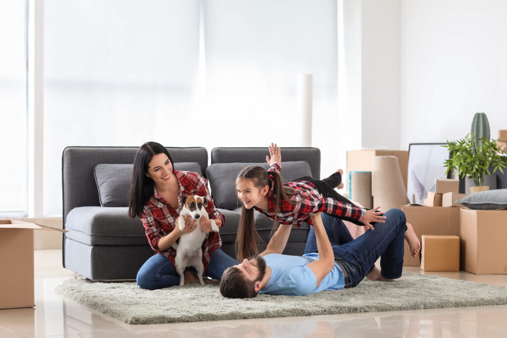 Family playing on the floor